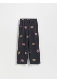 Reserved - Dzianinowe spodnie z haftem - ciemnoszary. Kolor: szary. Materiał: dzianina. Wzór: haft #1