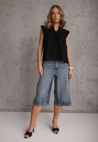 Renee - Czarna Haftowana Bluzka z Bawełny Zdobiona Falbankami Bolidia. Typ kołnierza: kołnierz z falbankami. Kolor: czarny. Materiał: bawełna. Wzór: haft, aplikacja. Styl: boho #8