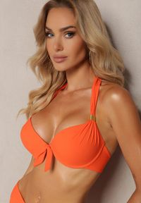 Renee - Pomarańczowe Bikini Stanik Wiązany na Szyi Klasyczne Figi Hamefia. Kolor: pomarańczowy #4