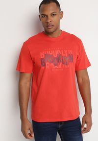 Born2be - Pomarańczowy T-shirt Bawełniany z Napisem Sunviera. Okazja: na co dzień. Kolor: pomarańczowy. Materiał: bawełna. Wzór: napisy. Styl: casual