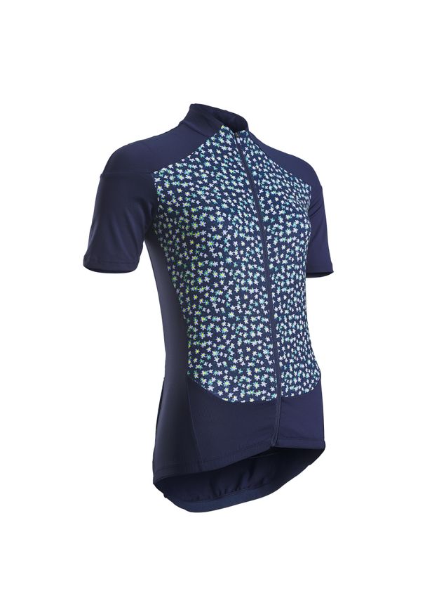 VAN RYSEL - Koszulka rowerowa szosowa damska Triban RC500 Floral. Kolor: niebieski