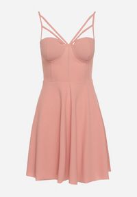 Born2be - Ciemnoróżowa Rozkloszowana Gorsetowa Sukienka na Ramiączkach z Usztywnianymi Miseczkami Brindia. Okazja: na co dzień, na imprezę. Typ kołnierza: dekolt gorset. Kolor: różowy. Materiał: jeans. Długość rękawa: na ramiączkach. Sezon: lato. Typ sukienki: gorsetowe. Styl: wizytowy, klasyczny, casual #2