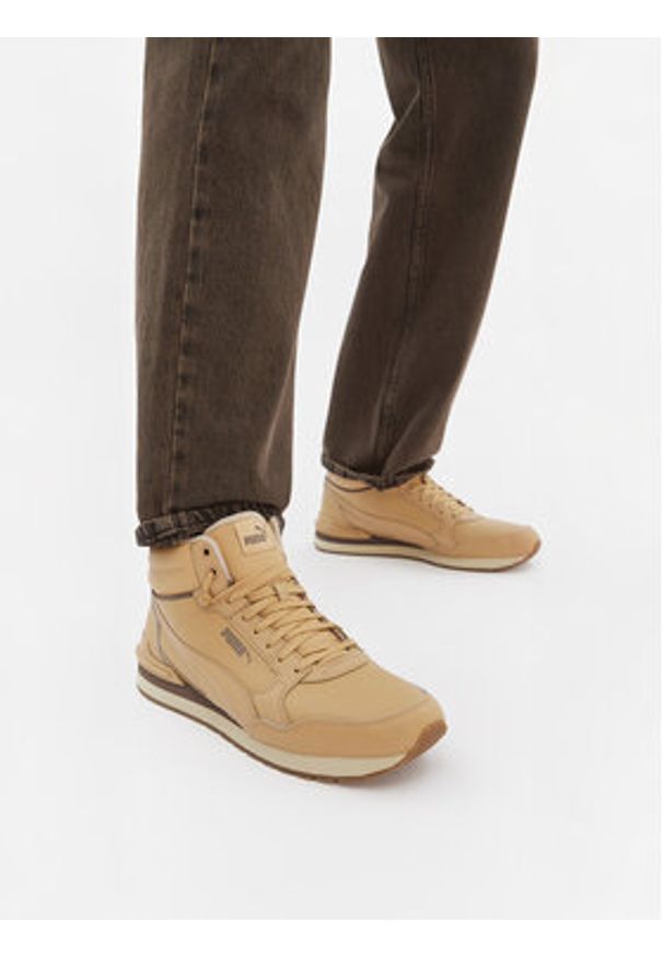 Puma Sneakersy St Runner V4 Mid 402893 05 Brązowy. Kolor: brązowy. Materiał: skóra