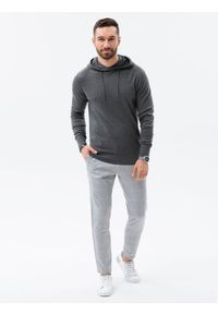 Ombre Clothing - Sweter męski z kapturem - szary melanż V1 E187 - XXL. Typ kołnierza: kaptur. Kolor: szary. Materiał: bawełna, nylon. Wzór: melanż #3