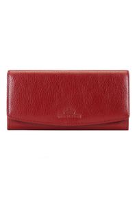 Wittchen - Damski skórzany portfel na zatrzask czerwony. Kolor: czerwony. Materiał: skóra. Wzór: aplikacja