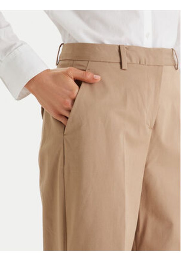 TOMMY HILFIGER - Tommy Hilfiger Spodnie materiałowe WW0WW49471 Beżowy Wide Leg. Kolor: beżowy. Materiał: bawełna