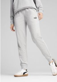 Puma - Damskie spodnie dresowe z małym logo No.1 ESS PUMA Light Gray Heather. Kolor: wielokolorowy, czarny, szary. Materiał: dresówka
