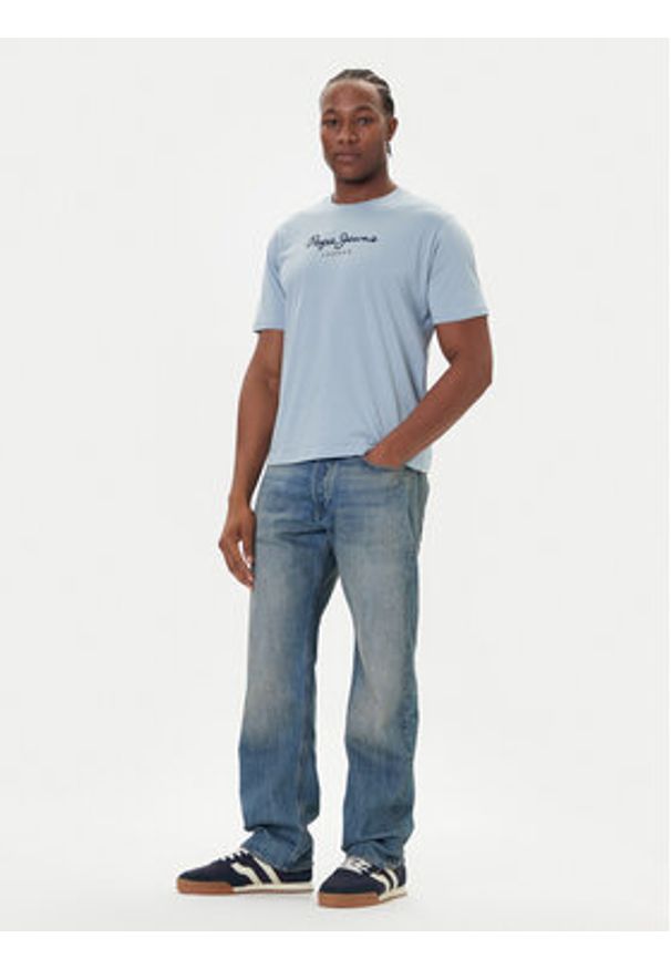 Pepe Jeans T-Shirt Eggo N PM509979 Niebieski Regular Fit. Kolor: niebieski. Materiał: bawełna