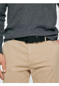Big-Star - pasek męskie skórzany czarny buselt 906. Kolor: czarny. Materiał: skóra. Wzór: aplikacja. Styl: casual, elegancki #1