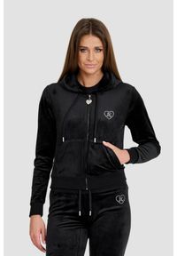 Juicy Couture - JUICY COUTURE Czarna damska bluza z cyrkoniami Rodeo Robertson, Rozmiar M. Kolor: czarny