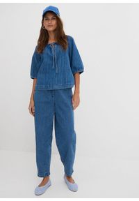 bonprix - Dżinsy Mom, high waist, wygodny pasek. Stan: podwyższony. Kolor: niebieski #2