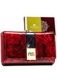 Portfel damski ze skóry naturalnej w czerwonym kolorze, zamykany biglem i zatrzaskiem - Peterson. Kolor: czerwony. Materiał: skóra #1