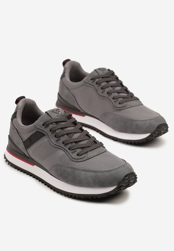 Born2be - Szare Buty Sportowe Sneakersy na Podeszwie z Tłoczeniami Elanoveia. Okazja: na co dzień. Kolor: szary. Materiał: jeans. Obcas: na obcasie. Wysokość obcasa: niski