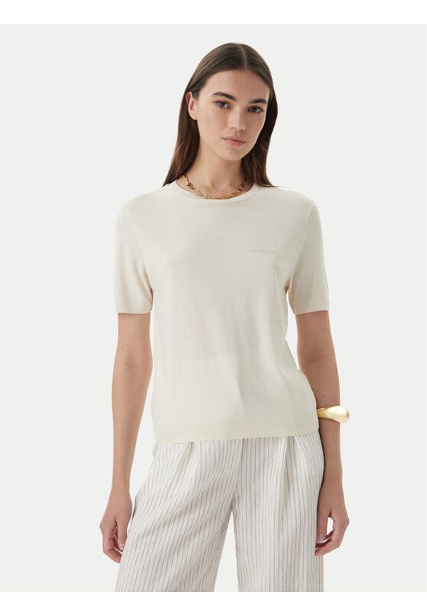 Patrizia Pepe T-Shirt 2M4542/J419-W417 Kremowy Regular Fit. Kolor: kremowy. Materiał: bawełna