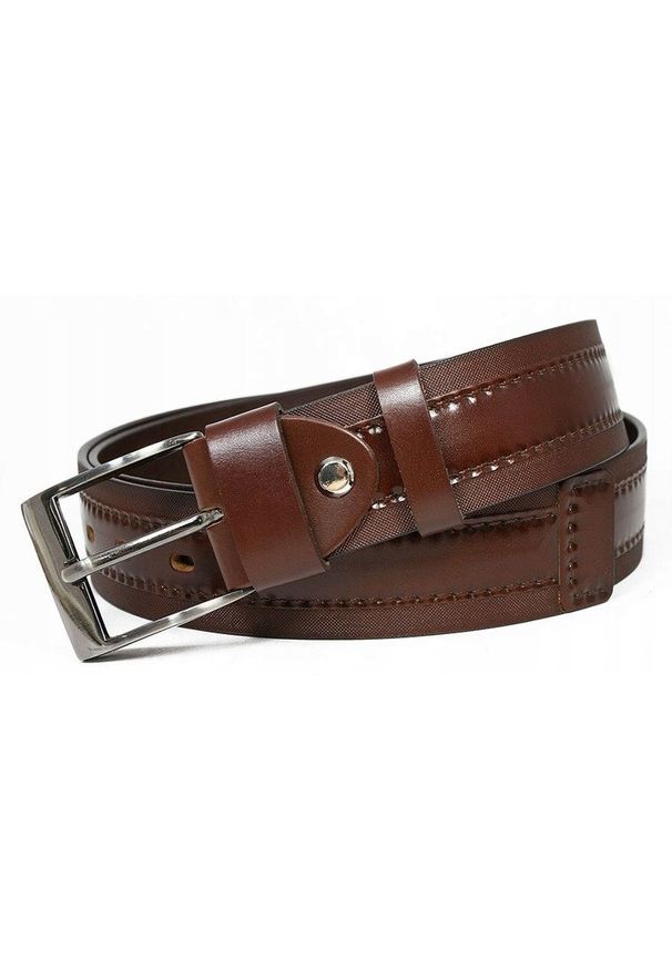 ROVICKY - Pasek męski Rovicky [D] PRS-06-BGE brązowy. Kolor: brązowy. Materiał: skóra. Styl: klasyczny