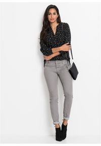 bonprix - Bluzka w kropki. Kolor: czarny. Długość: długie. Wzór: kropki. Styl: elegancki #2