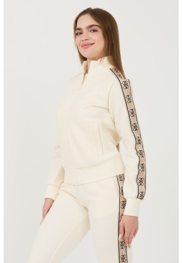 Guess - GUESS Beżowa damska bluza Britney Full Zip, Rozmiar XL. Kolor: beżowy