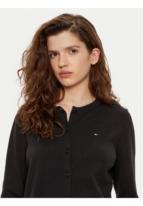 TOMMY HILFIGER - Tommy Hilfiger Kardigan WW0WW42370 Czarny Regular Fit. Kolor: czarny. Materiał: bawełna