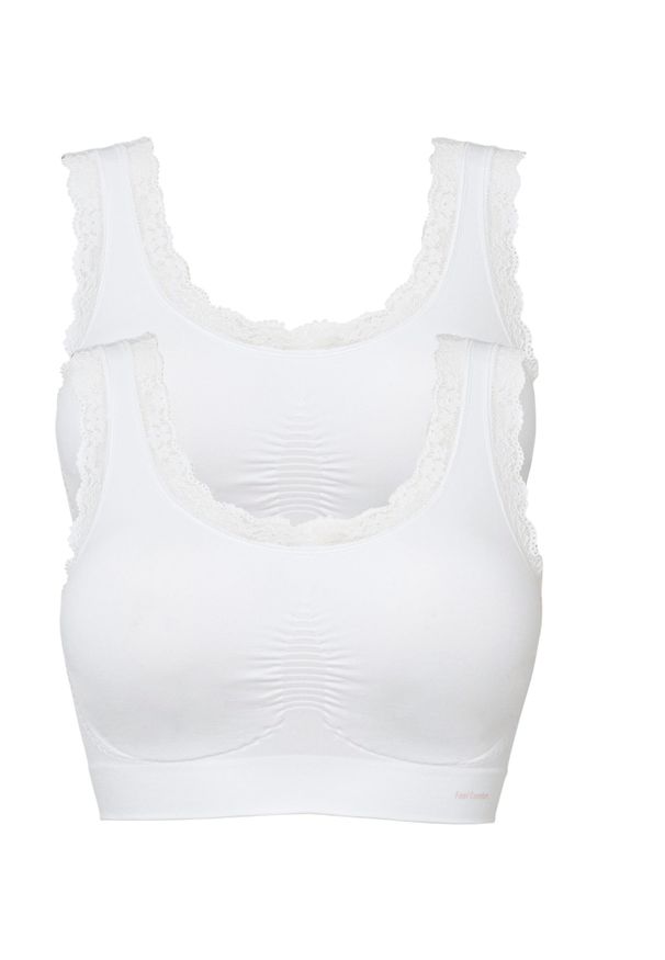 bonprix - Biustonosz bezszwowy bustier Feel comfort (2 szt.). Kolor: biały. Materiał: koronka, materiał