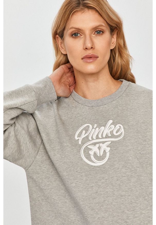 Pinko - Bluza. Kolor: szary. Wzór: aplikacja