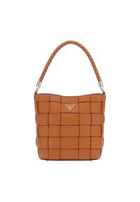 Guess - GUESS Brązowa torebka damska Maylee Bucket. Kolor: brązowy. Materiał: skórzane