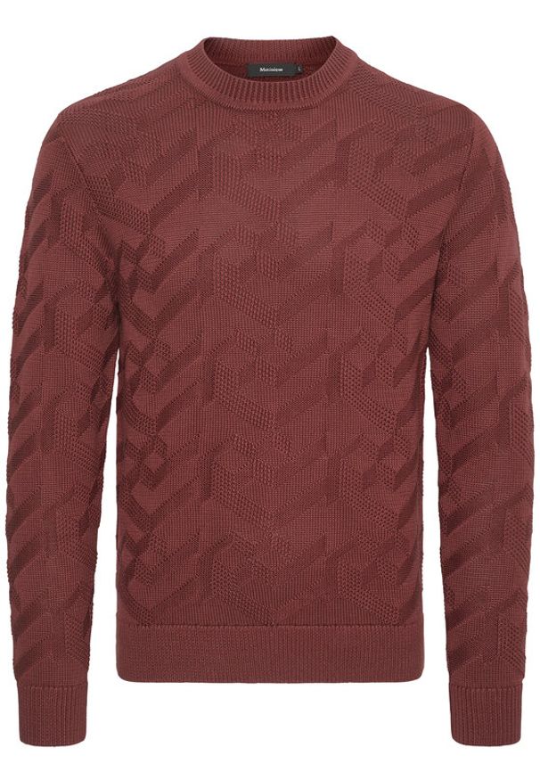 Matinique Sweter 30206829 Bordowy Regular Fit. Kolor: czerwony. Materiał: bawełna