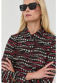 Red Valentino sukienka kolor czarny mini rozkloszowana. Kolor: czarny. Materiał: tkanina. Długość rękawa: długi rękaw. Typ sukienki: rozkloszowane. Długość: mini #5