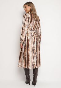 Born2be - Brązowa Wiskozowa Sukienka Koszulowa Wiązana Paskiem Ellariah. Okazja: na co dzień. Typ kołnierza: dekolt w kształcie V. Kolor: brązowy. Materiał: wiskoza. Wzór: aplikacja. Typ sukienki: koszulowe. Styl: casual, elegancki #7