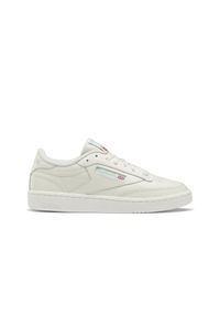 Trenerzy damscy Reebok Club C 85. Zapięcie: sznurówki. Kolor: biały. Materiał: syntetyk, materiał. Szerokość cholewki: normalna. Model: Reebok Club. Sport: turystyka piesza