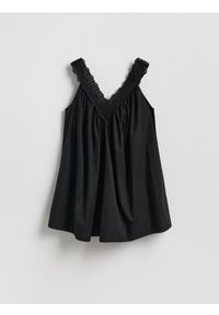Reserved - Bawełniana sukienka - czarny. Kolor: czarny. Materiał: bawełna. Wzór: gładki #1