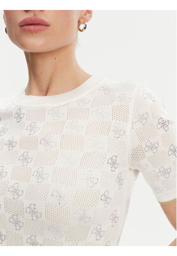 Guess Sweter W5GR20 Z3D60 Écru Regular Fit. Materiał: wiskoza