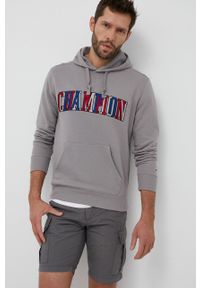 Champion bluza męska kolor szary z kapturem wzorzysta. Typ kołnierza: kaptur. Kolor: szary. Materiał: dzianina. Wzór: haft #1