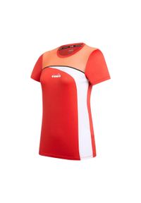 Koszulka tenisowa damska z krótkim rękawem Diadora L. SS T-Shirt. Kolor: pomarańczowy, biały, czerwony, wielokolorowy. Długość rękawa: krótki rękaw. Długość: krótkie. Sport: tenis