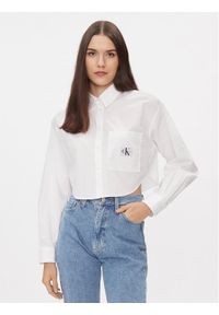 Calvin Klein Jeans Koszula J20J222614 Biały Cropped Fit. Kolor: biały. Materiał: bawełna