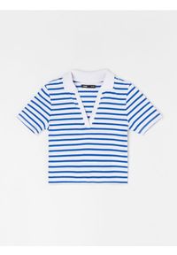 Sinsay - Prążkowana bluzka polo w paski - wielobarwny. Typ kołnierza: polo. Materiał: prążkowany. Wzór: paski #1