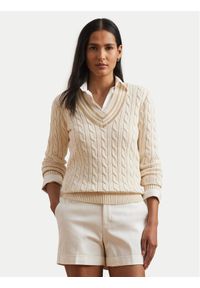 Lauren Ralph Lauren - LAUREN RALPH LAUREN Sweter 200963658001 Écru Relaxed Fit. Materiał: bawełna