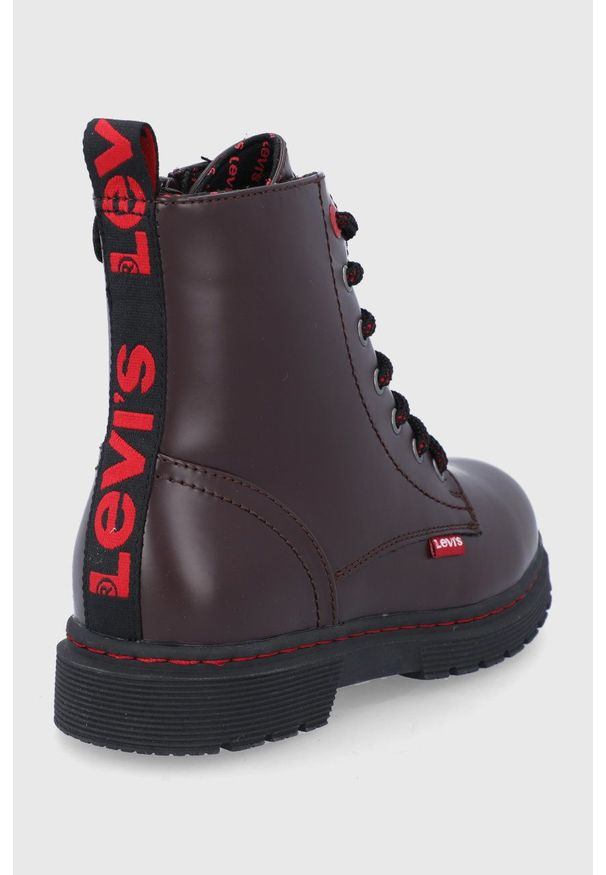 Levi's® - Levi's Workery dziecięce kolor brązowy. Okazja: na spotkanie biznesowe. Nosek buta: okrągły. Zapięcie: sznurówki. Kolor: czerwony. Obcas: na platformie. Styl: biznesowy