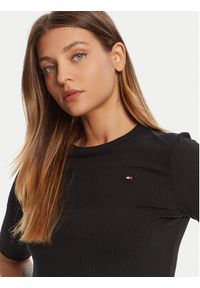 TOMMY HILFIGER - Tommy Hilfiger Bluzka WW0WW47308 Czarny Slim Fit. Kolor: czarny. Materiał: wiskoza #4