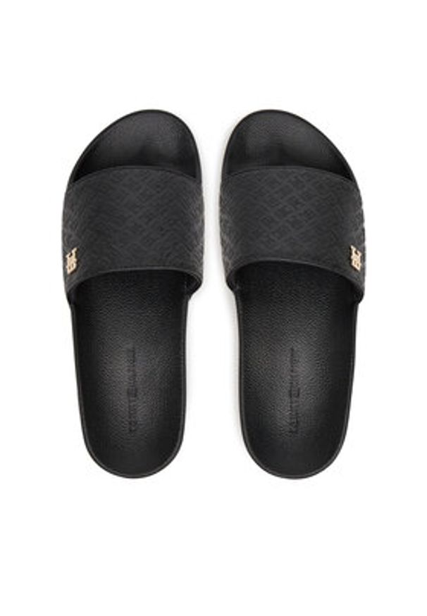 TOMMY HILFIGER - Tommy Hilfiger Klapki Th Monogram Poolside FW0FW08525 Czarny. Kolor: czarny. Materiał: skóra