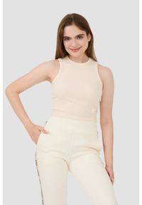 Guess - GUESS Beżowy damski top Edie Tank, Rozmiar S. Kolor: beżowy