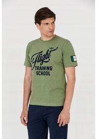 Aeronautica Militare - AERONAUTICA MILITARE Zielony t-shirt męski. Kolor: zielony. Długość rękawa: krótki rękaw. Długość: krótkie