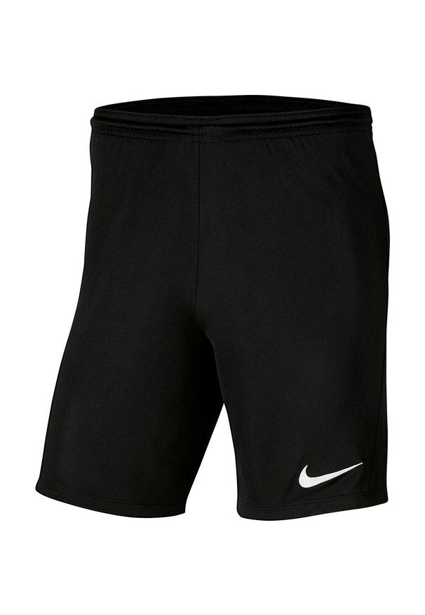 Spodenki piłkarskie chłopięce Nike Dry Park III Dri-Fit szybkoschnące na gumce. Kolor: czarny. Technologia: Dri-Fit (Nike). Sport: piłka nożna