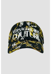 Versace Jeans Couture - VERSACE JEANS COUTURE Czarna czapka logowana z daszkiem. Kolor: czarny #1