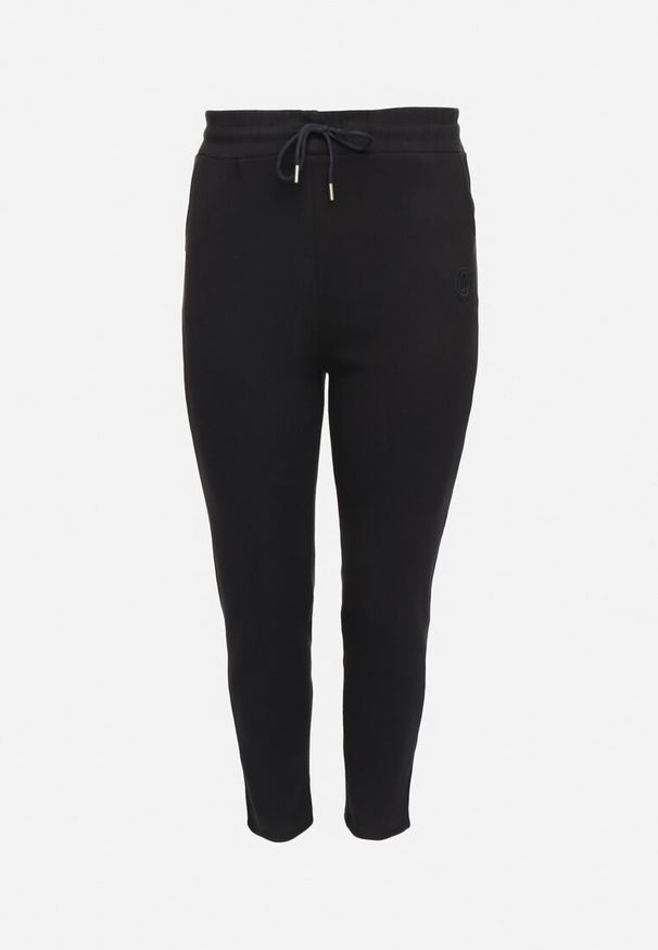 Born2be - Granatowe Spodnie Dresowe z Bawełną z Kieszeniami i Gumką w Talii Ocieplane Futerkiem Poleeti. Okazja: na co dzień. Kolekcja: plus size. Kolor: niebieski. Materiał: bawełna, futro, dresówka. Wzór: aplikacja. Styl: elegancki, casual