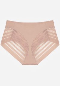 Renee - Różowe Siateczkowe Majtki Figi High Waist z Koronkowymi Zdobieniami Heylih. Stan: podwyższony. Kolor: różowy. Materiał: koronka. Wzór: aplikacja #2