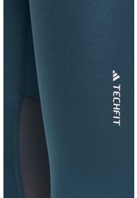 adidas Performance legginsy treningowe Techfit kolor zielony z nadrukiem. Stan: podwyższony. Kolor: zielony. Materiał: skóra, materiał. Technologia: Techfit (Adidas). Wzór: nadruk. Sport: fitness #5
