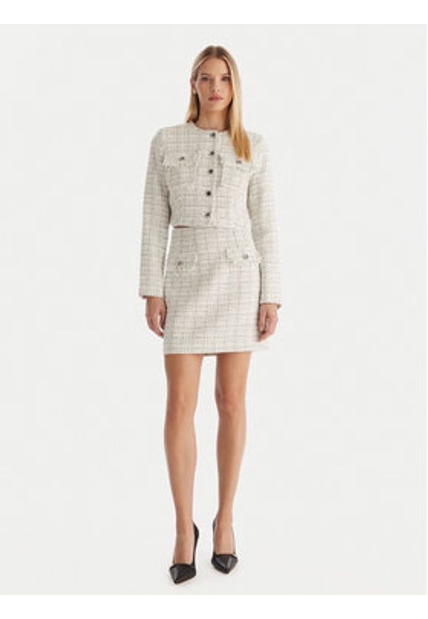 Guess Kurtka przejściowa W5YN44 WHDB2 Biały Regular Fit. Kolor: biały. Materiał: syntetyk
