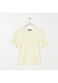 Sinsay - Koszulka z bufkami - Żółty. Kolor: żółty #1