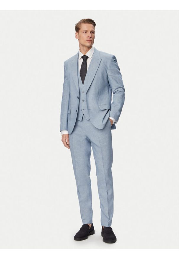Hugo - HUGO Garnitur Henry 50559672 Niebieski Slim Fit. Kolor: niebieski. Materiał: bawełna