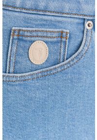 Trussardi Jeans - Trussardi spódnica jeansowa mini prosta. Okazja: na co dzień. Kolor: niebieski. Materiał: materiał. Styl: casual #2